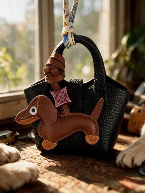 Bag Charm with Brown Wiener Dog